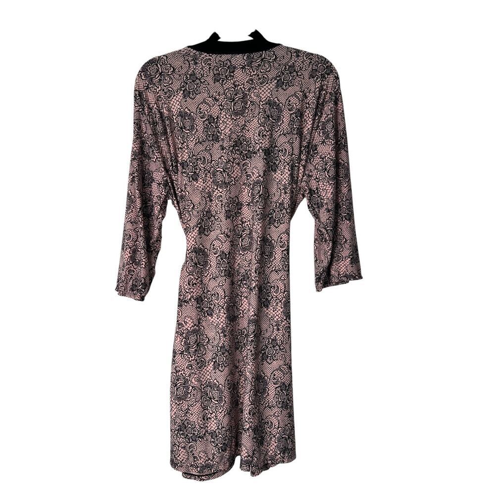 Marilyn Monroe Intimates Robe‎ Womens Size L Pink Black Paisley Floral Print - Picture 6 of 11